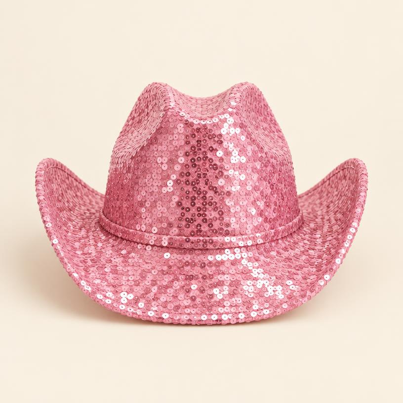 Pink sequin cowgirl hat