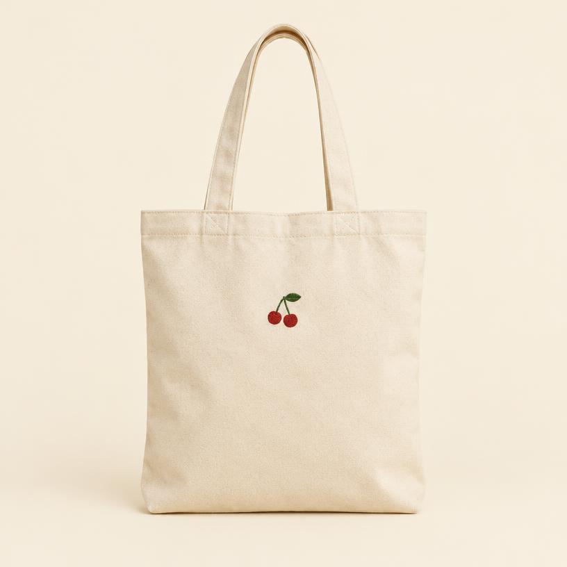 Cherry embroidered tote